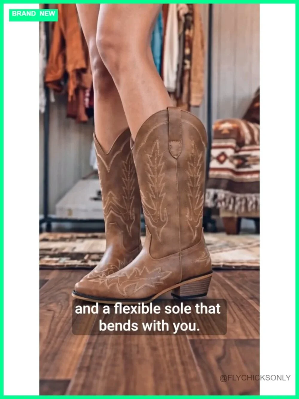 Western Mid Calf Cowboy Boots with Pointed Toe and Low Chunky Heel